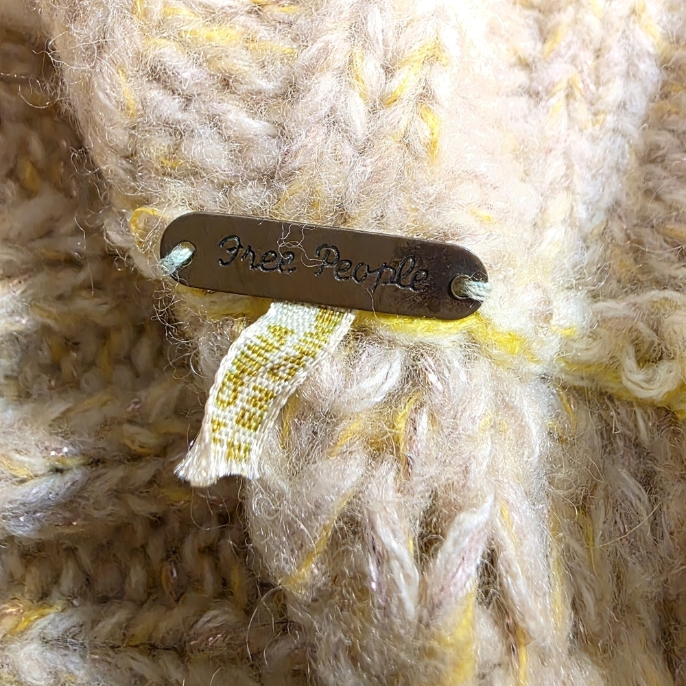 Free People Cream Yellow & Gold Knit Cardigan - Picture 5 of 7